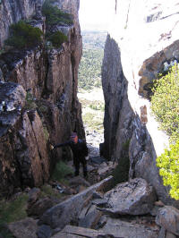 Tony struggling up Solomons Throne gully
